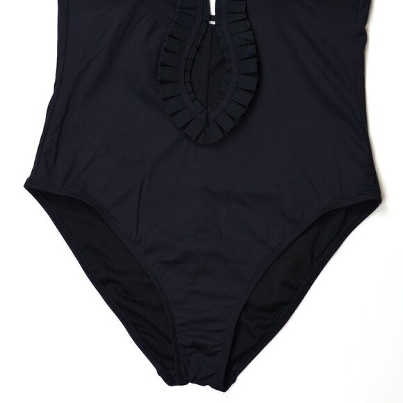 Kenneth Cole Plunge Font Keyhole Halter Swimsuit - Picture 2 of 7